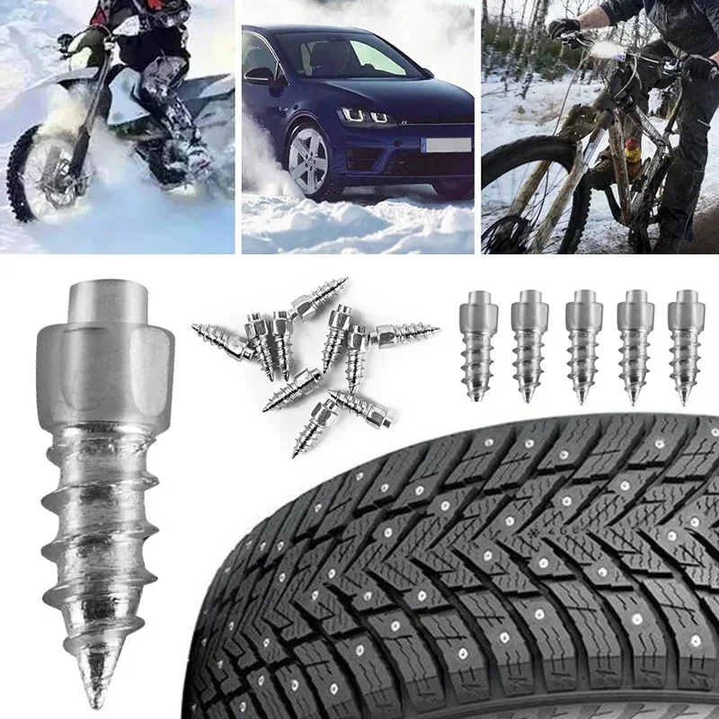 Tornillos antideslizantes de invierno, herramientas para clavos, zapatos universales para motocicleta y bicicleta, tachuelas antideslizantes para