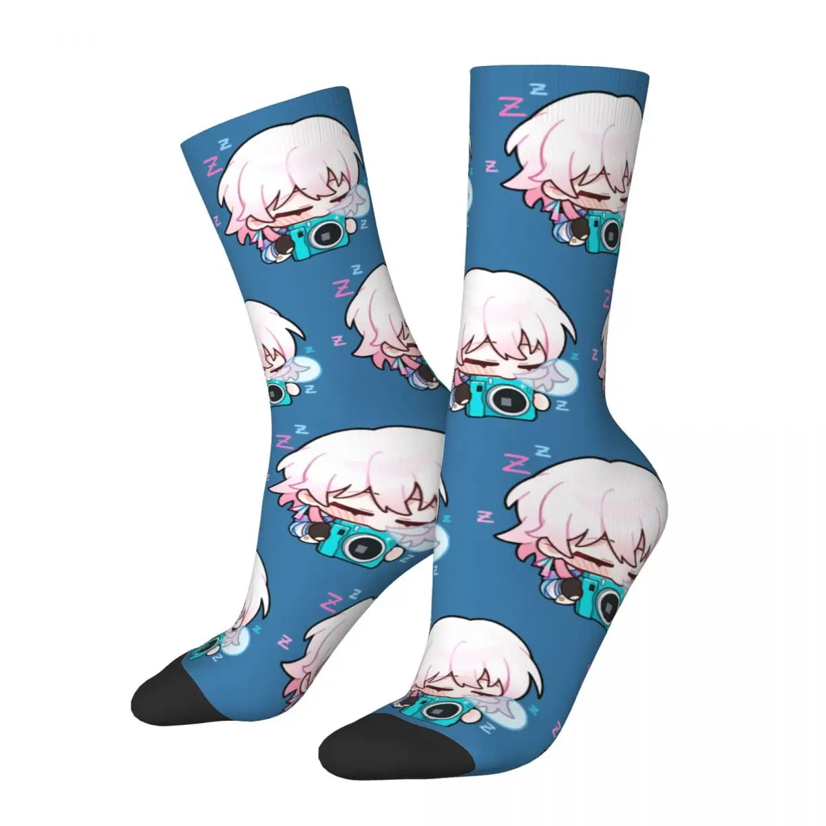 Casual Honkai Star Rail March 7th Basketball Socks Polyester Long Socks for Women Men