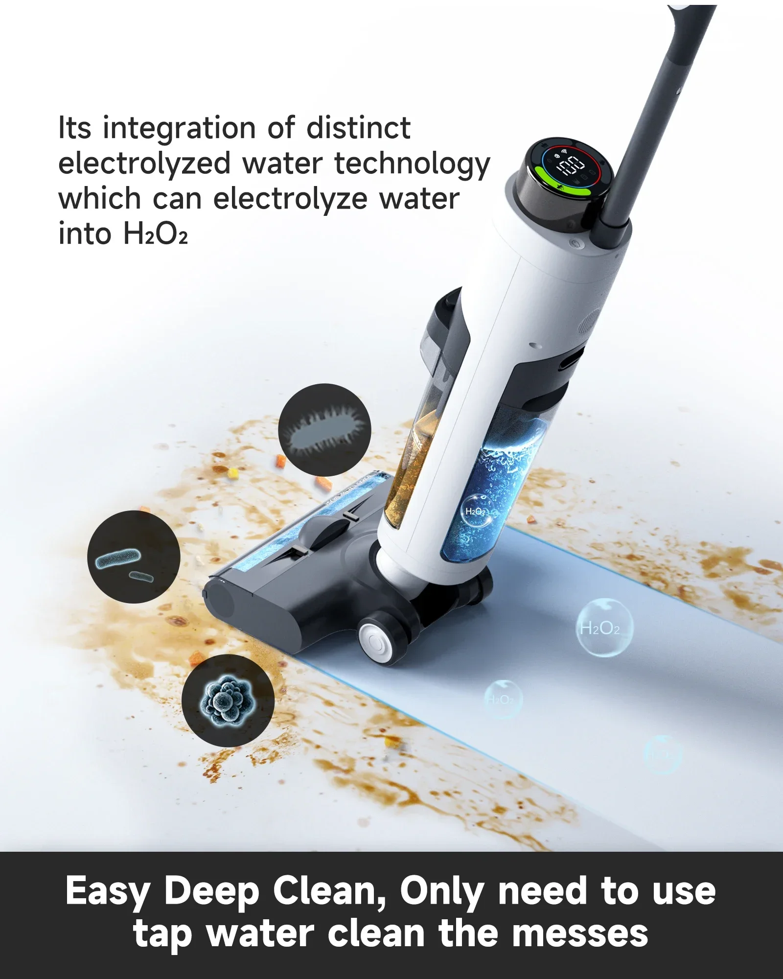 ROIDMI NEO Wet Dry Vacuum Cleaner, 3 in 1Cordless Mop Vacuum Combo, Self Cleaning&Air-Dry,For Smooth Hard Floors