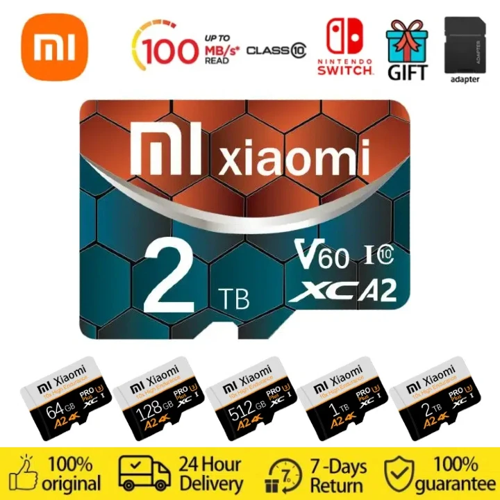 Xiaomi szybka karta pamięci U3 A1 V30 klasa 10 mikrokarta 128GB 64GB 256GB 512GB karta SD TF z adapterem do przełącznika Nintendo