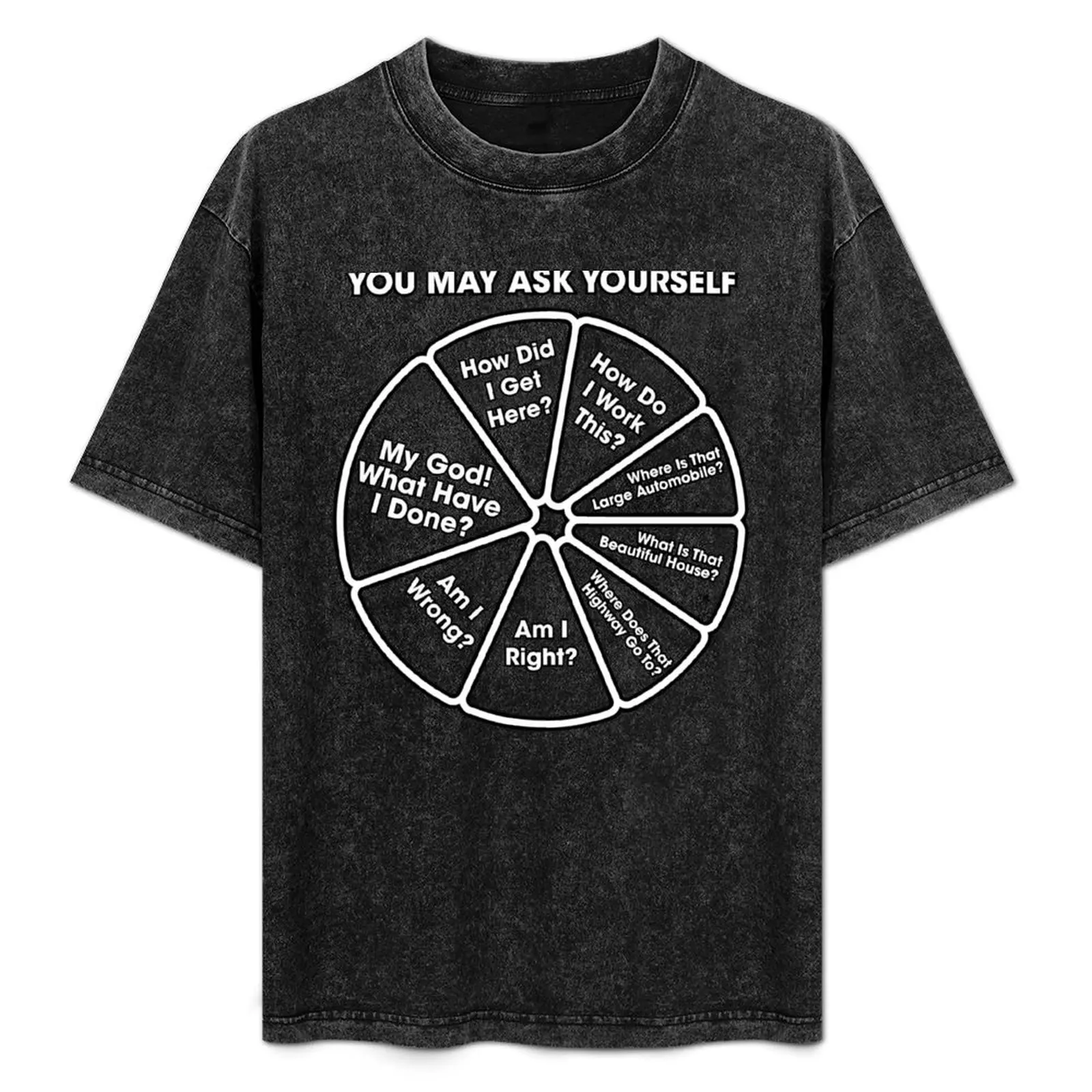 

Once In A Lifetime - You May Ask Yourself Pie Chart B&W T-Shirt Sweat Absorbing Sports Tee Shirt