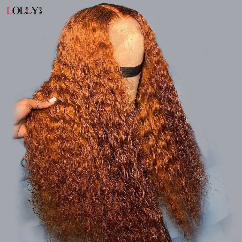 Lolly Orange Ginger Wig 13x4 Curly Human Hair Wig  Lace Frontal Wig Colored Ginger Lace Front Wig Human Hair Remy 28 30 Inch