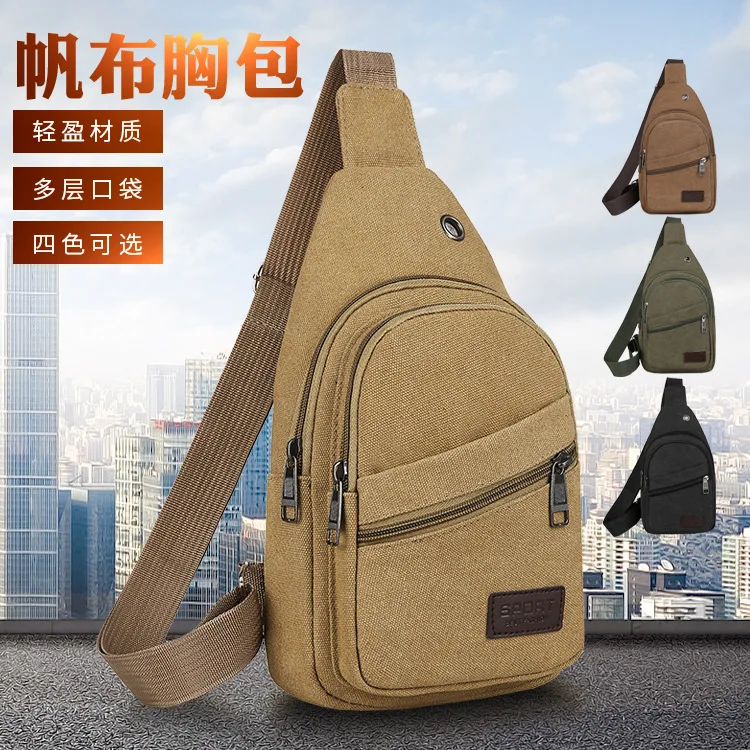 Nuevo bolso de lona para el pecho para hombre, paquete de pecho de gran capacidad, bolso bandolera informal, bolso de hombro deportivo para hombre, bolsos cruzados para exteriores para hombre