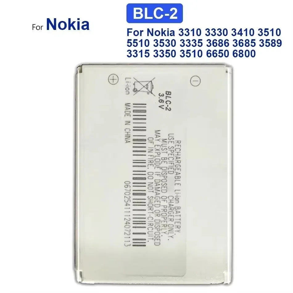 BLC-2 Battery For Nokia 3310 3330 3410 3510 5510 3530 3335 3686 3685 3589 3315 3350 6650 6800 3550 Batteria +Track Code