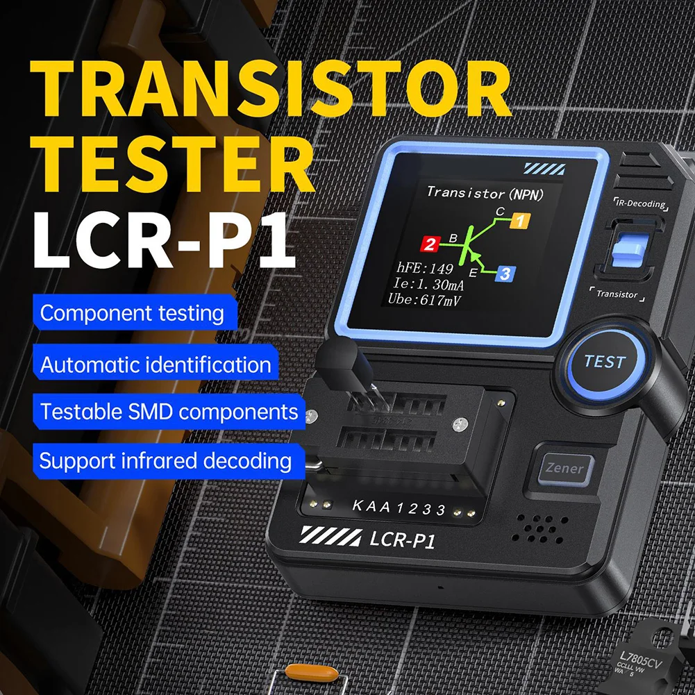 LCR-P1 Тестер транзисторов Мультиметр Диод Триод Измеритель сопротивления емкости ESR MOSFET-IR Многофункциональный против ожогов