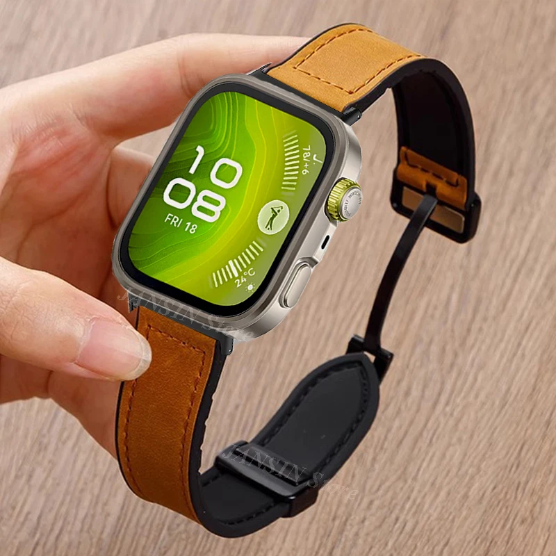 Leder Silikon Armband Für Huawei Uhr Fit 4 Pro Fit 3 Magnetische D Falten Band Sport Männer Frauen Armband Für Huawei fit 4 Fit 4 Pro
