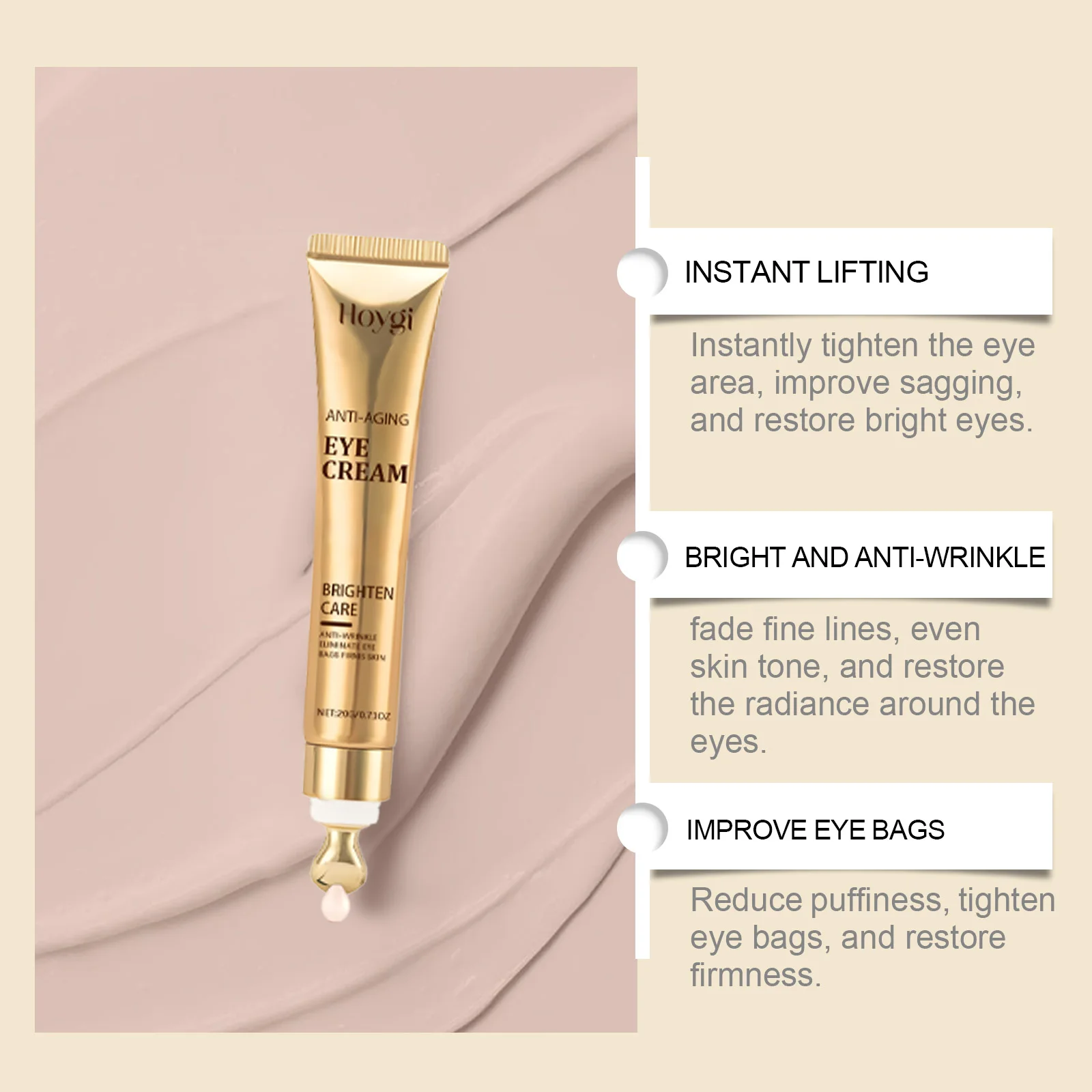 ครีมบำรุงรอบดวงตากระชับ ยกกระชับถุงใต้ตา กำจัดรอยคล้ำ ลดเลือนริ้วรอย ต่อต้านอาการบวม ให้ความชุ่มชื้นอย่างล้ำลึก ครีมบำรุงรอบดวงตาไนอาซินาไมด์