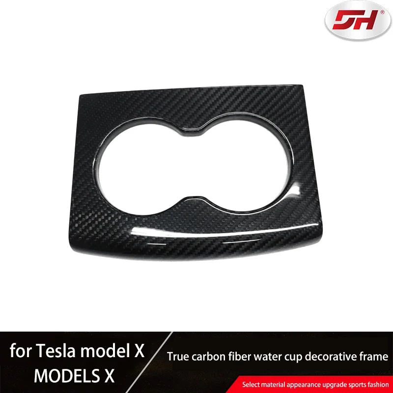 

Auto Dry Carbon Fiber Rear Water Cup Frame The Rear Stand Replacement For Tesla Model X 2018-2022