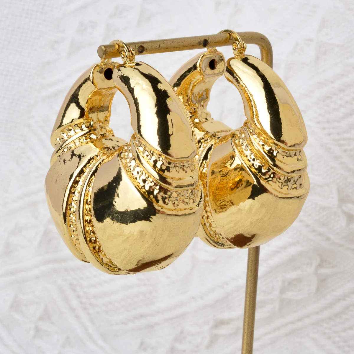 Vintage Gothic Big Drop Earrings For Women Girl Oversized Chunky Gold Plated Geometry Hoop Earring African Statement Jewelry