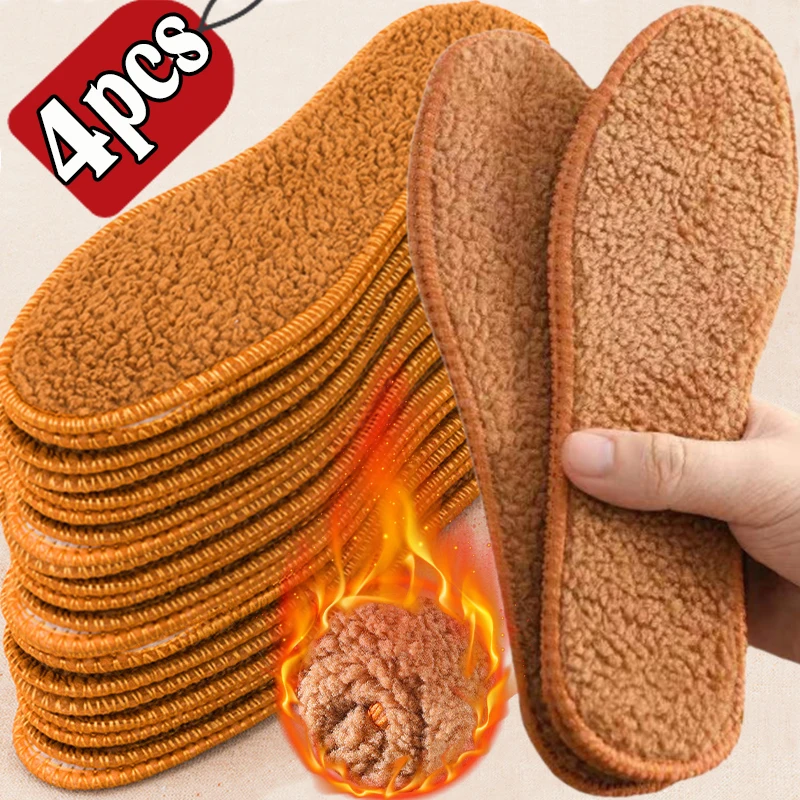 Self Heated Thermal Insoles for Shoes Wool Thicken Warm Soft Shoes Pads Breathable Skin-friendly Insoles for Feet Care Winter