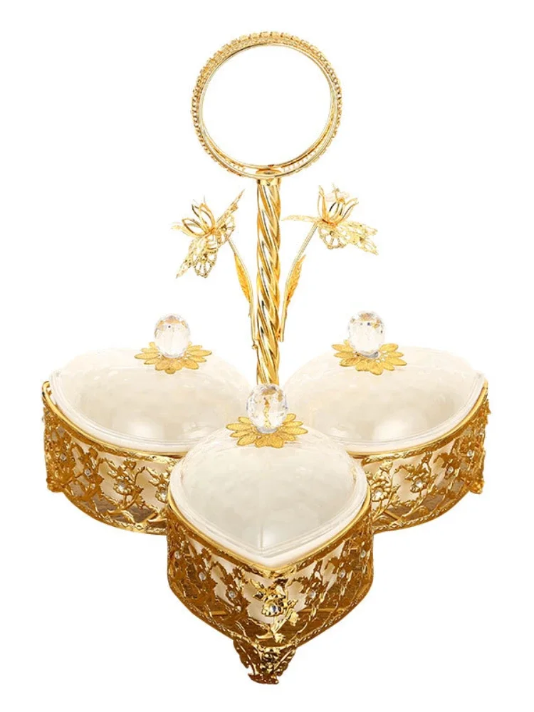 European Style Fruit Plate Creative Modern Living Room Snack Plate Metal Acrylic Grid Fruit Plate Dried Fruit Platter