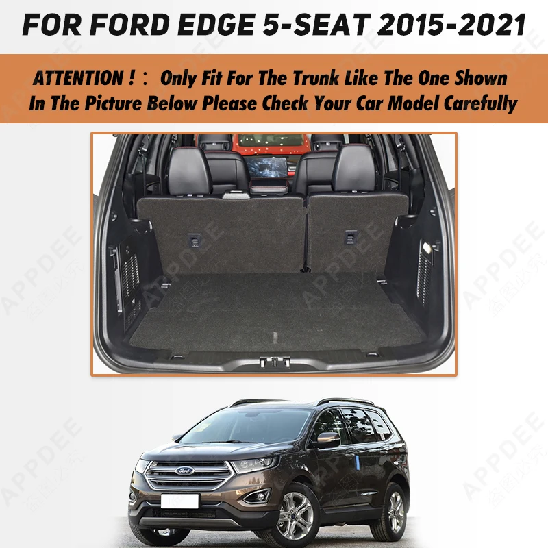 Auto Full Coverage Trunk Mat For Ford Edge 5-Seat 2015-2021 20 19 18 17 16 Car Boot Cover Pad Interior Protector Accessories