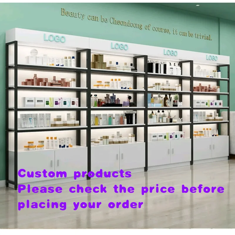 custom.Retail Perfume Shop Display Cabinet Cosmetics Display Shelf Wood and Metal Shop Display Stand