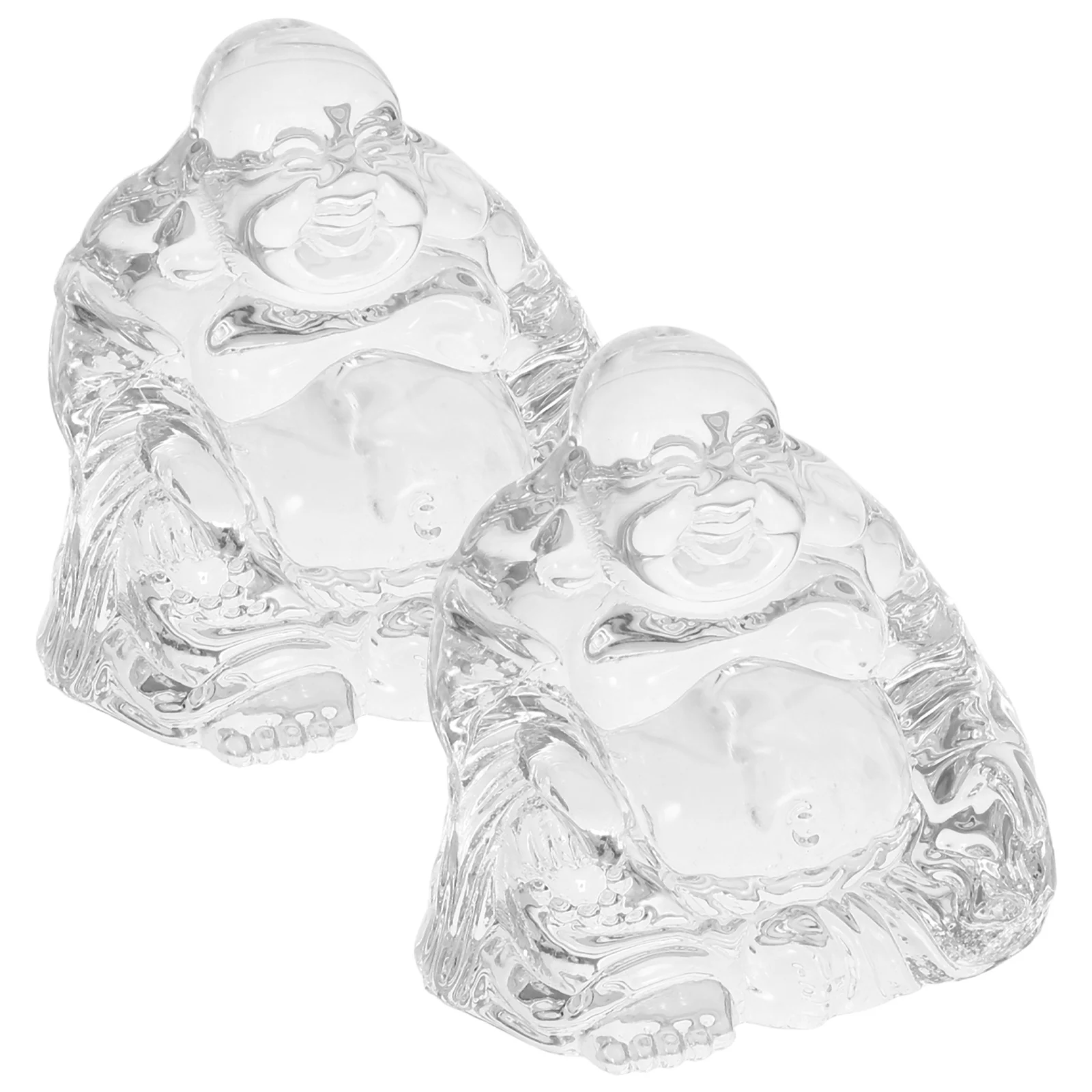 

2Pcs Crystal Maitreya Buddha Ornaments Minimalist Chinese Style Desktop Decorations for Living Room Bookshelf Entry Table