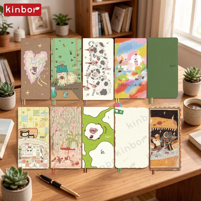 Kinbor 2027 Weeks Planner Notebook,52gsm Tomoe River Paper 120 Sheets Ultra-Thin&Smooth Agenda,Ideal For Fountain Pen,Brush Pens 6