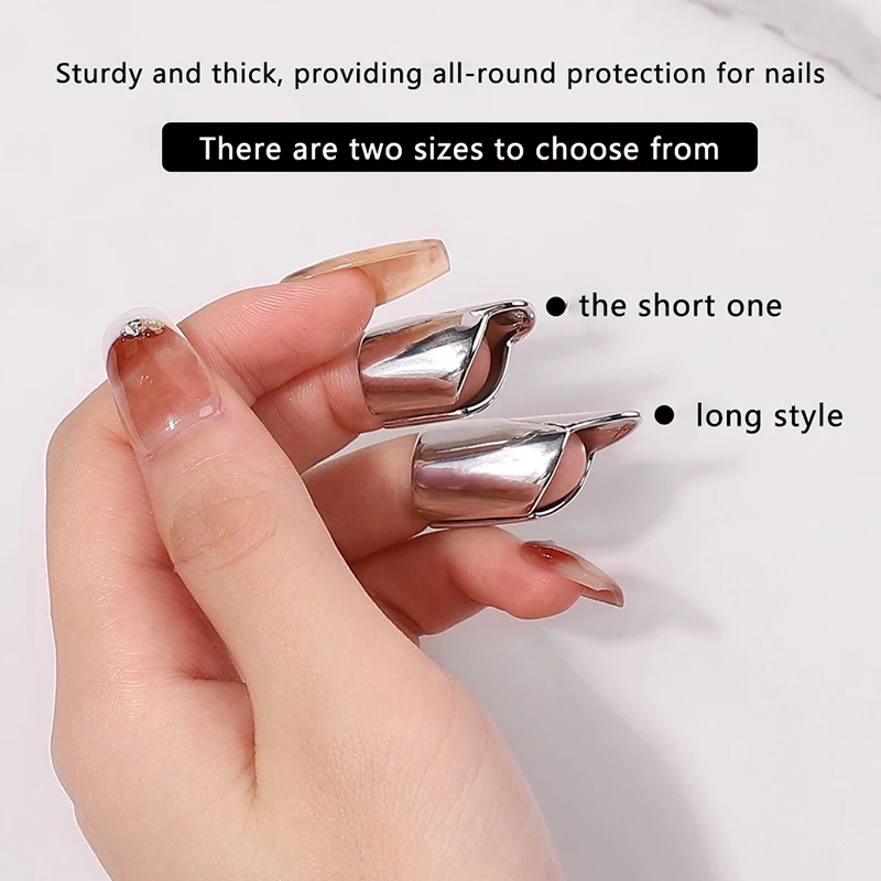 Fashion Gothic Metal Nail Cover Ring For Women Girls Punk Gothic Fingertip Protective Cover Fake Nail Ring Party Jewelry Gifts