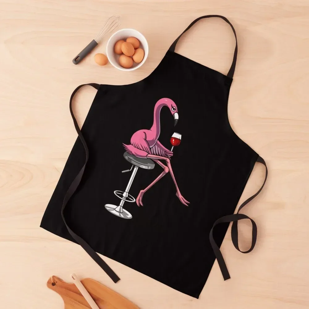 

Flamingo Wine Party Apron For Kitchen Teacher Bib For Kitchen waiter Apron