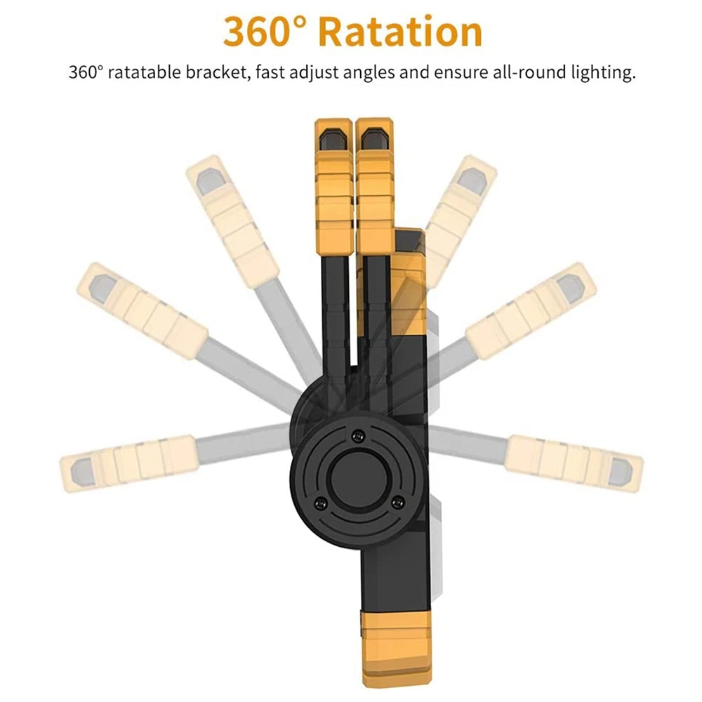 LED Work Light Rechargeable Portable - Folding Hyper Tough Working Lamp with Flood Light Stand for Outdoor Camping