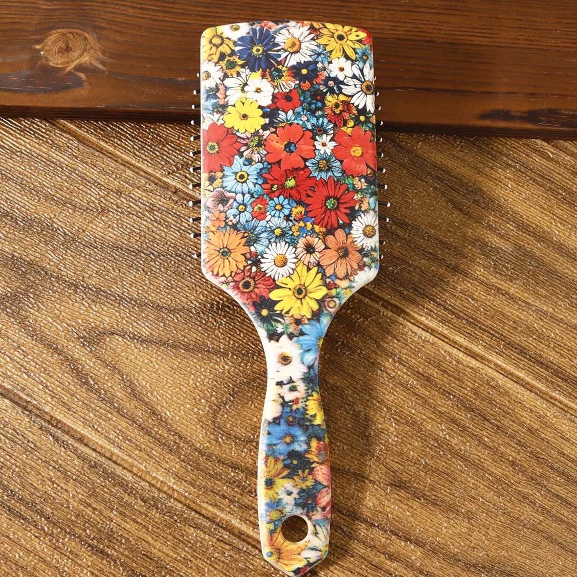 หวีพายลายดอกไม้ - ป้องกันไฟฟ้าสถิต, นวดหนังศีรษะ, ขนแปรงไนลอนนุ่ม, แปรงขัดผิว, พิเศษสําหรับวิกผมจริง