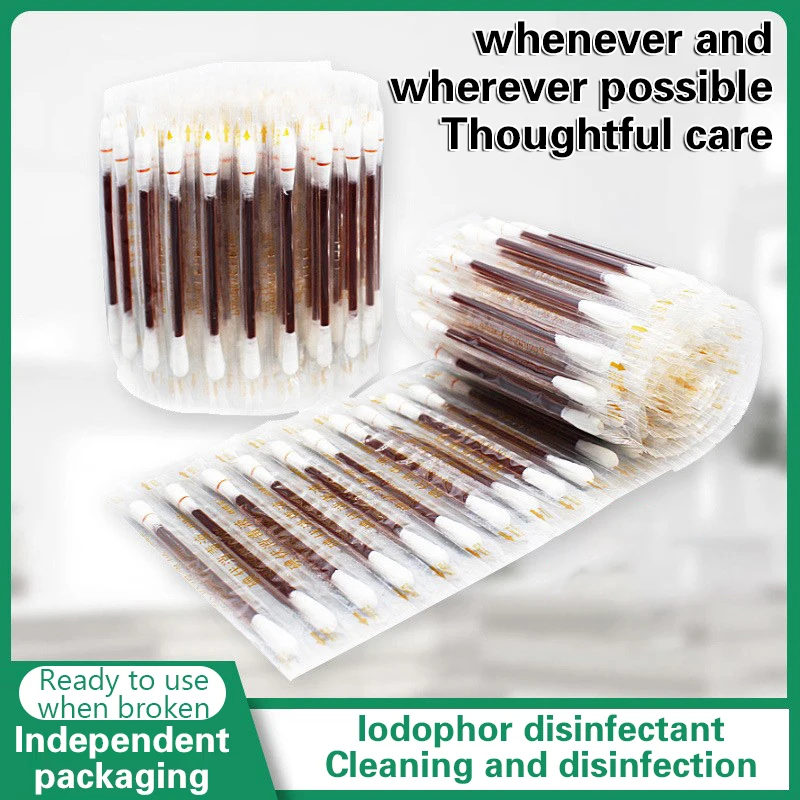 

50PCS/Lot Medical Alcohol Disposable Emergency Cotton Stick Iodine Disinfected Swab First Aid For Children Adults Baby