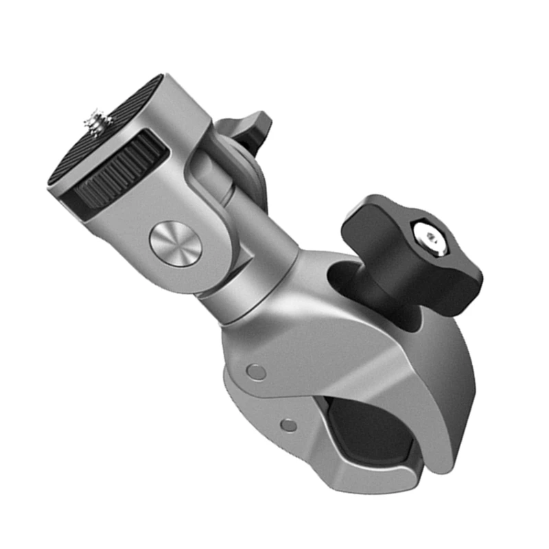 Aluminum Action Camera Handlebar Mount, 360 Rotation and Lock Any Direction, Shock-Resistant,1/4 Mount Screw Clip