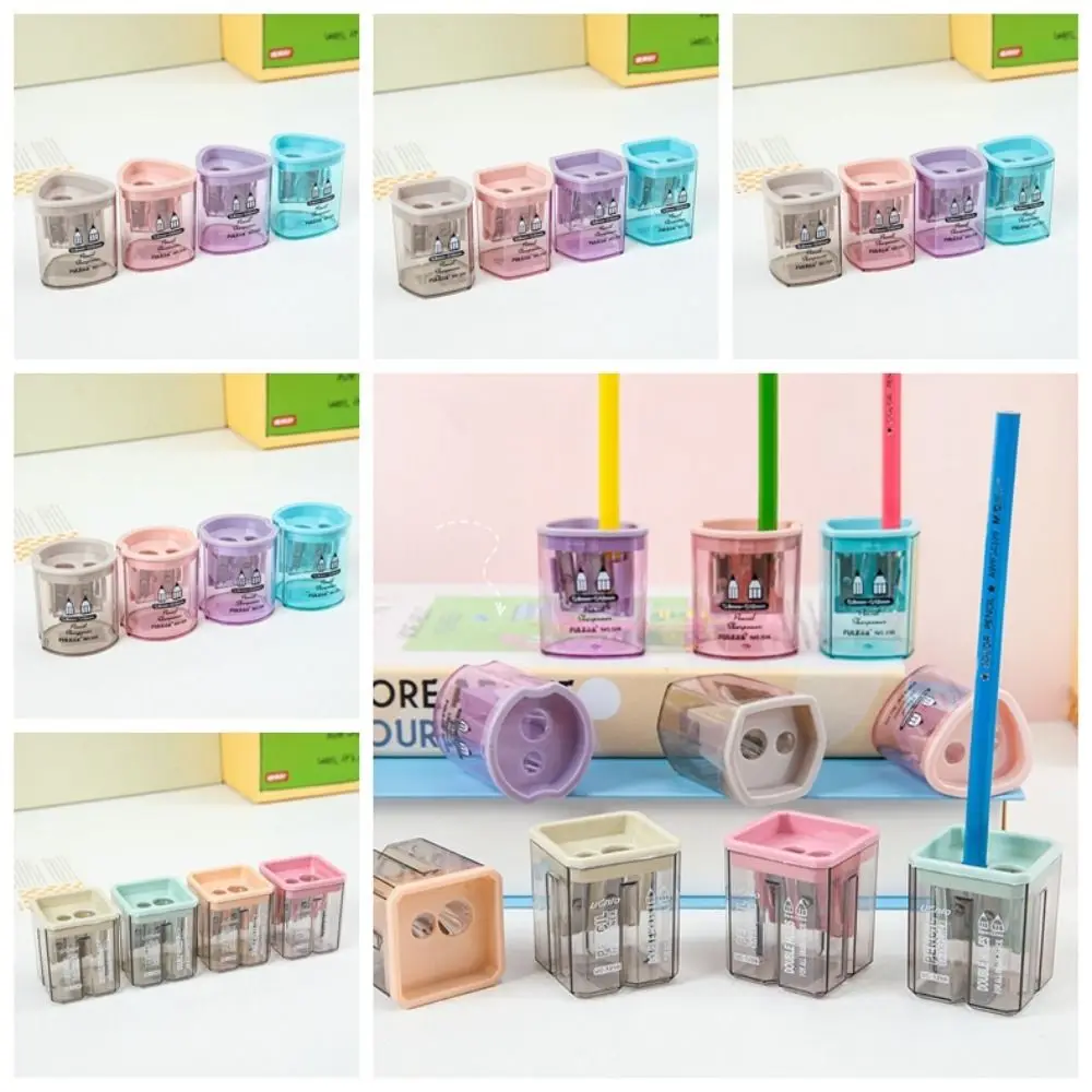 Creative Double Hole Pencil Sharpener Plastic Simple Pencil Cutter Small Pencil Sharpener Sacapuntas Office School Stationery