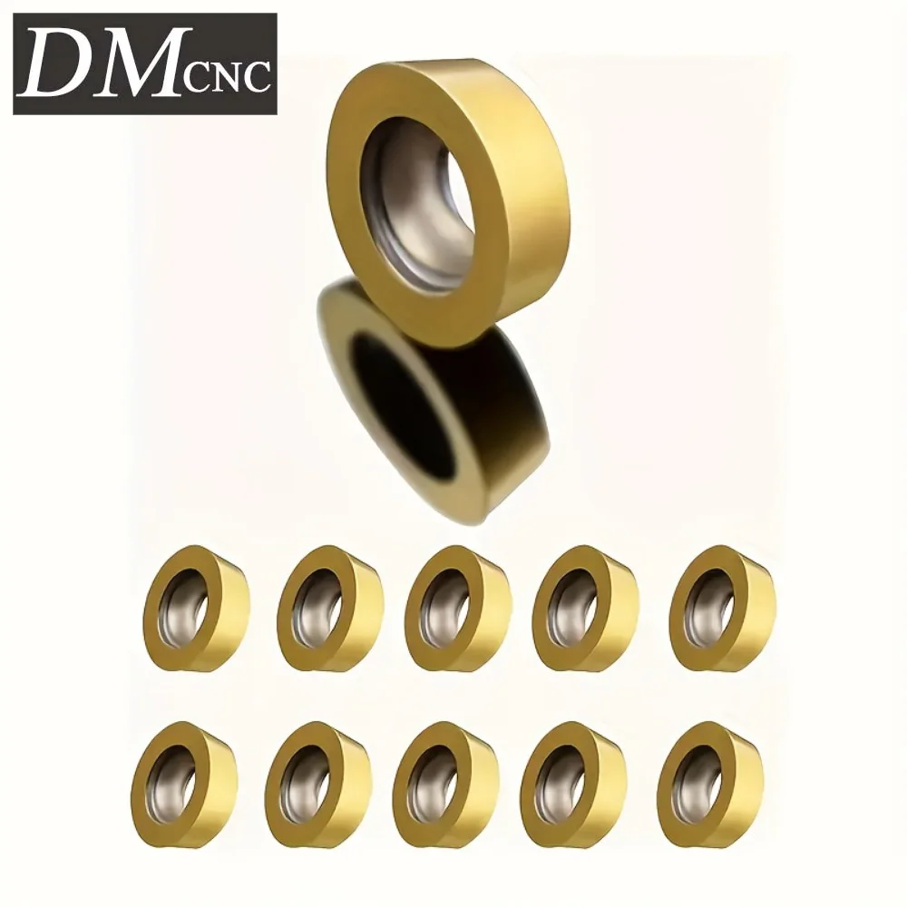 10PCS RPMW1003MO ZM20 Gold Carbide Milling Inserts for SRDPN Cutters - CNC Metal Machining