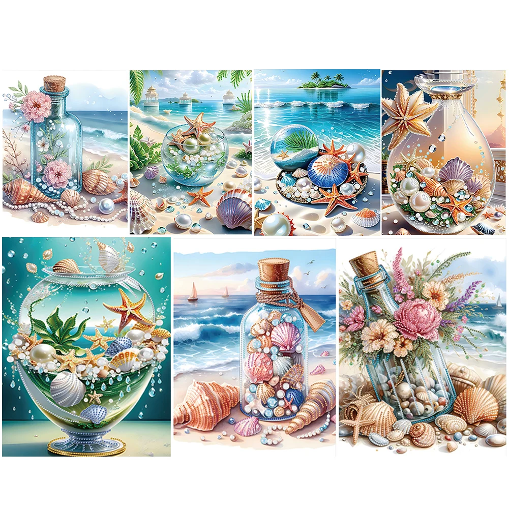 

Набор для алмазной живописи «сделай сам», набор для украшения дома из серии пляжных ракушек, с частичной особой формой сверления