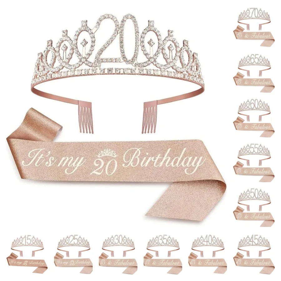 Birthday Sash & Crown Set for Women