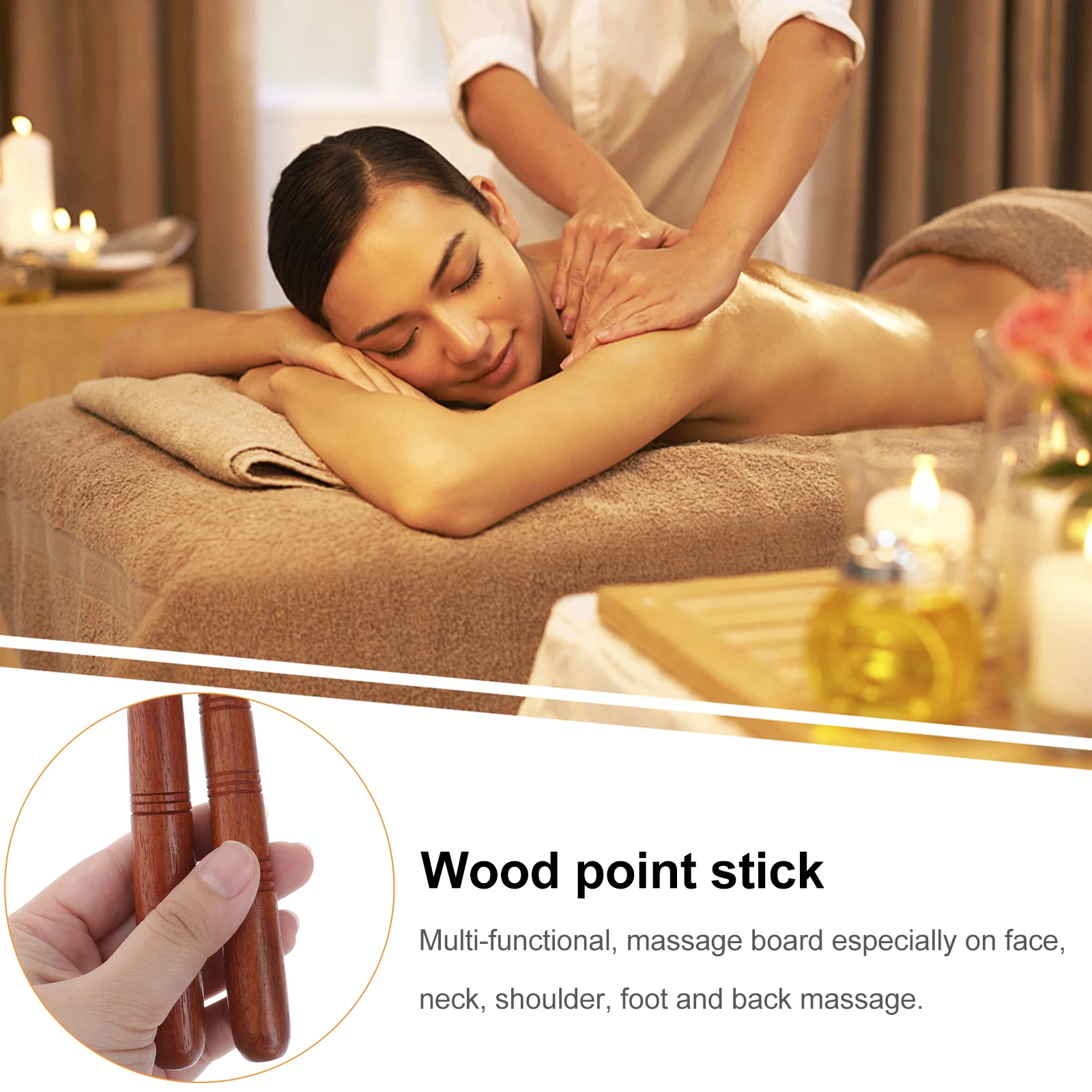

2pcs Wooden Massage Foot Massager Rods Smooth Long-Lasting Massaging Stick For Acupoint Therapy Relaxation Tools