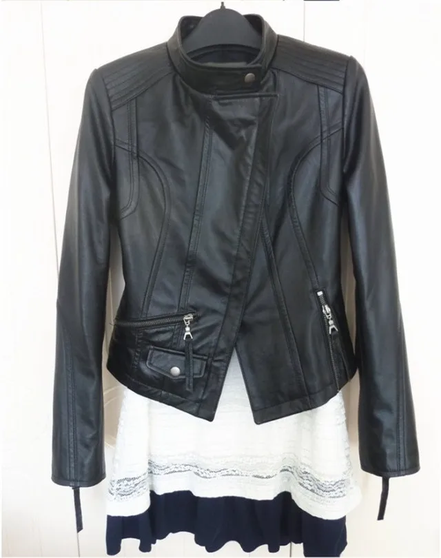 Manteau de motard Jaet en cuir véritable pour femmes, vêtements d'extérieur en cuir souple fait à la main, manteau de printemps