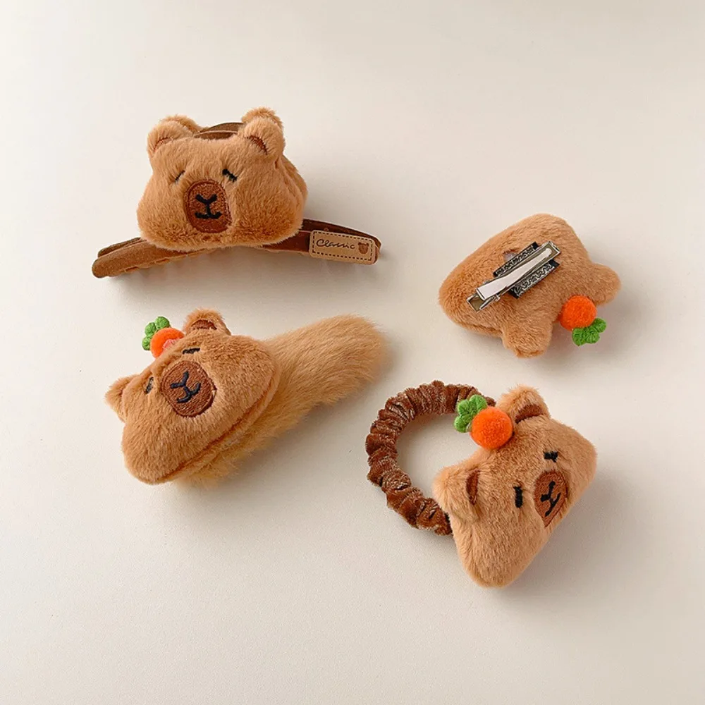 Hair Accessories Flocking Capybara Hair Ring Funny Sweet Cartoon Duckbill Clip Alloy Animal Plush Claw Clip School