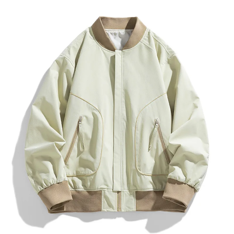Man Jacket Autumn Fashion Contrast Color Casual Male Baseball Uniform Windproof Long Sleeve Zipper Loose Versatile Men Coat