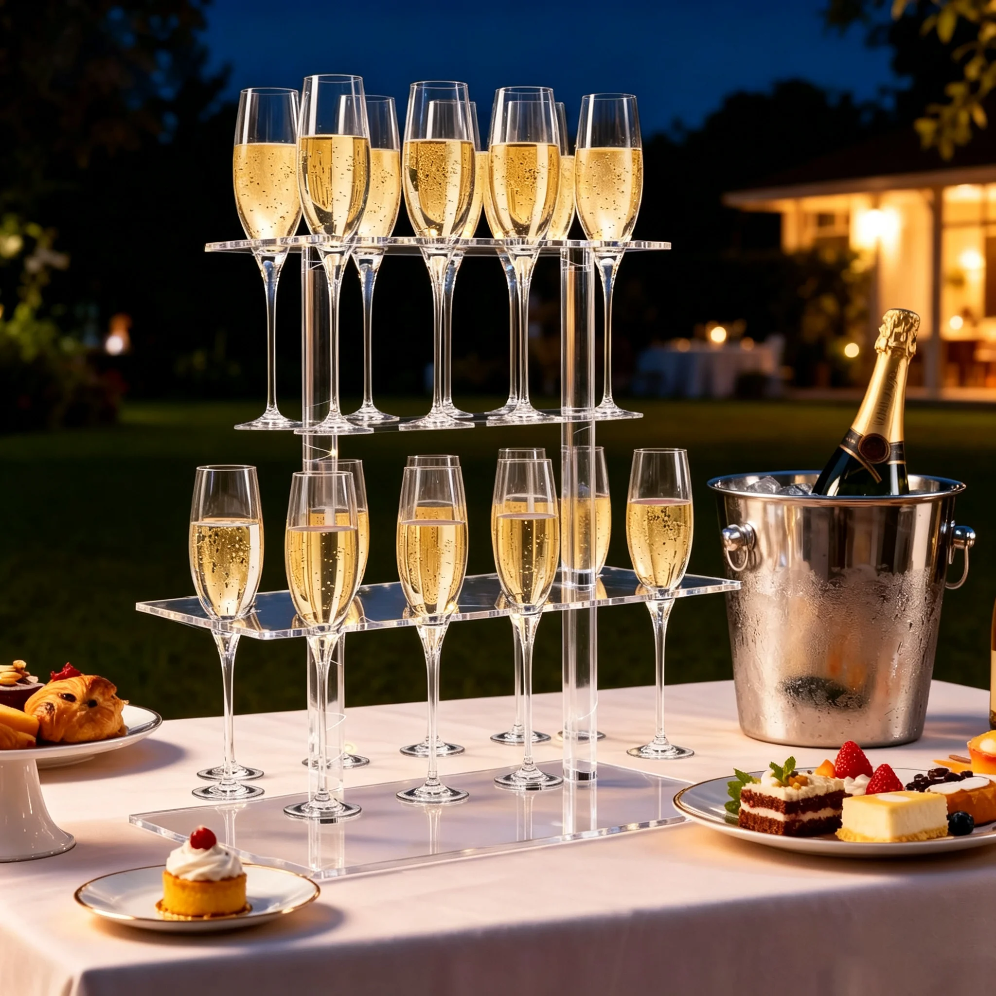 Çift katmanlı plastik şampanya - Champagne Tower Set incelemesi ve fiyatı