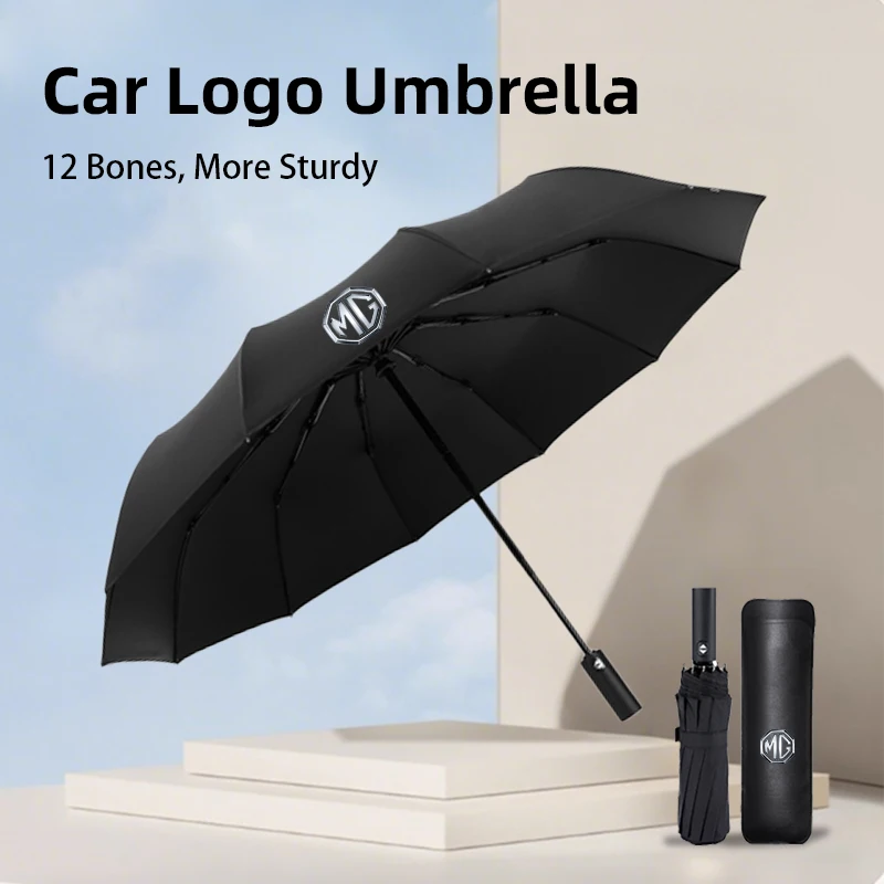 Car Logo Automatic Folding Windproof Sunshade Umbrella Auto Accessories For Morris Garages MG 3 5 6 7 HS ZS GS TF GT ZR RX5 RX8 - view 6