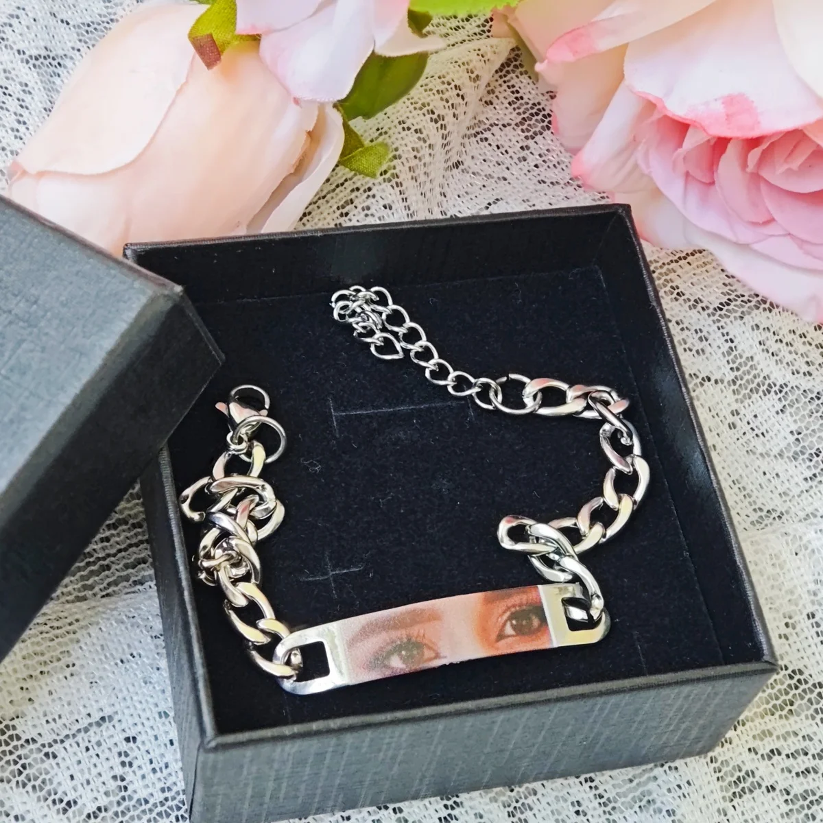 

Customized Stainless Steel Bracelet Colorful Photo Bracelet Laser Engraved Eye Photo Bracelet The Best Gift For Boyfriend