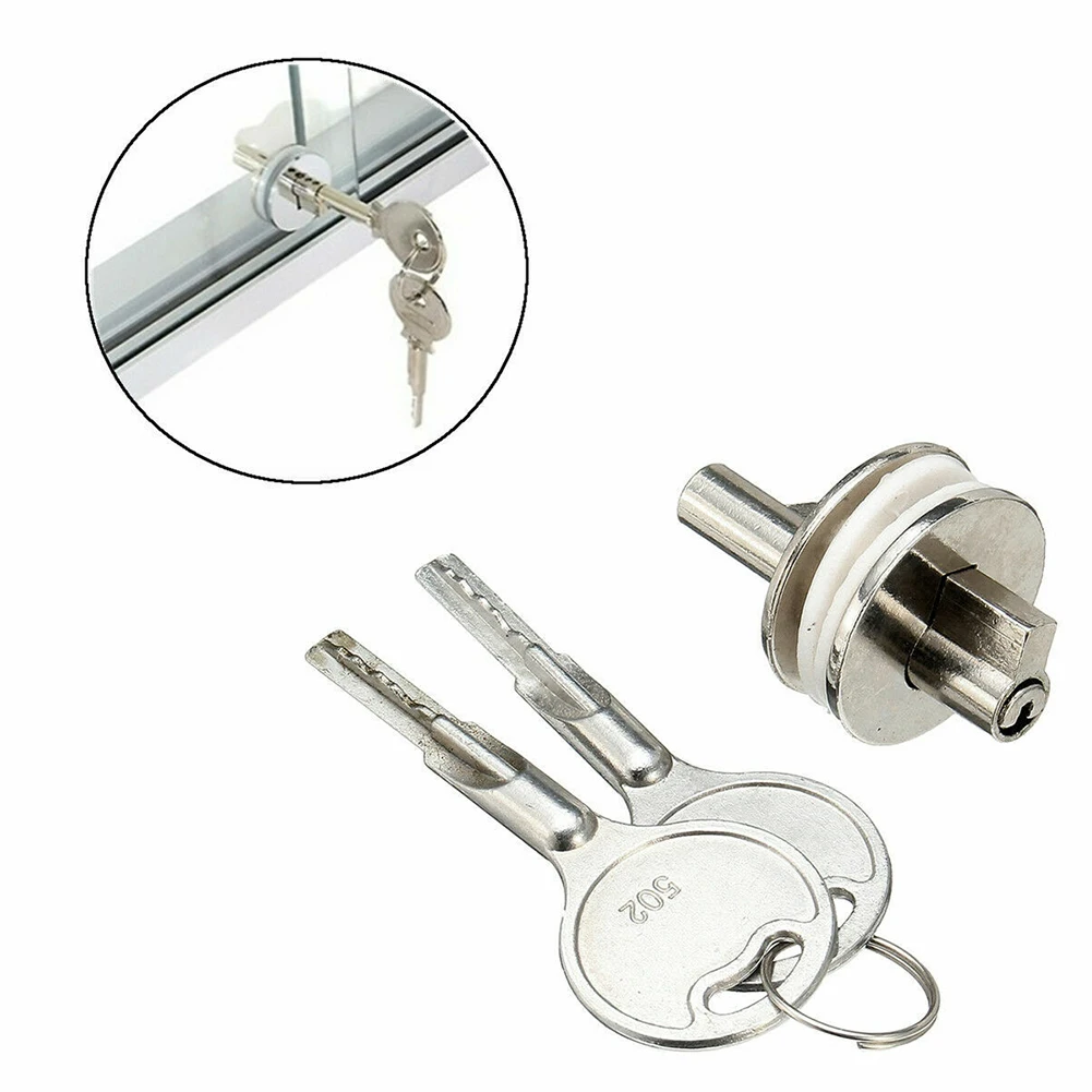 Display Cabinet Sliding Glass Door Lock Jewelry Showcase Lock Zinc Alloy Furniture Hardware Double Door Lock With Keys