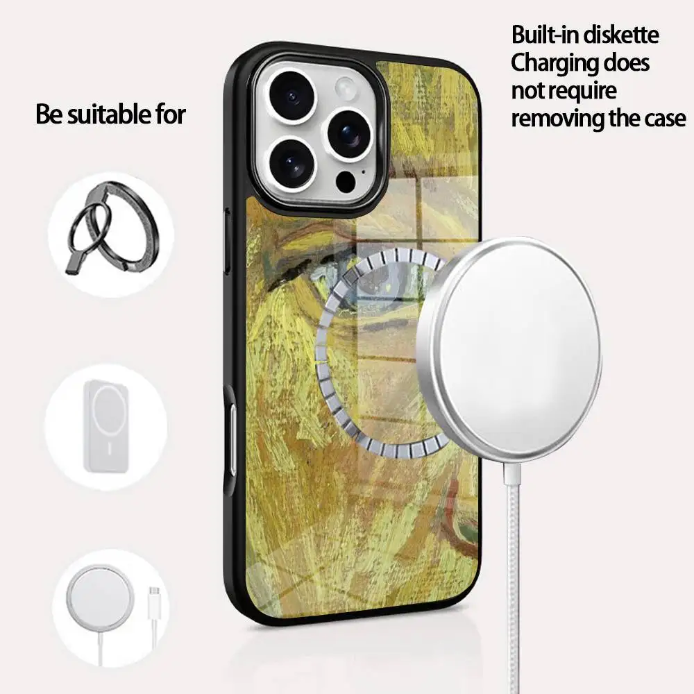 

Van Gogh Art Oil Painting Phone Case For IPhone 16 15 14 13 12 11 Pro Max Plus Mini Magsafe Mirror Wireless Magnetic Cover