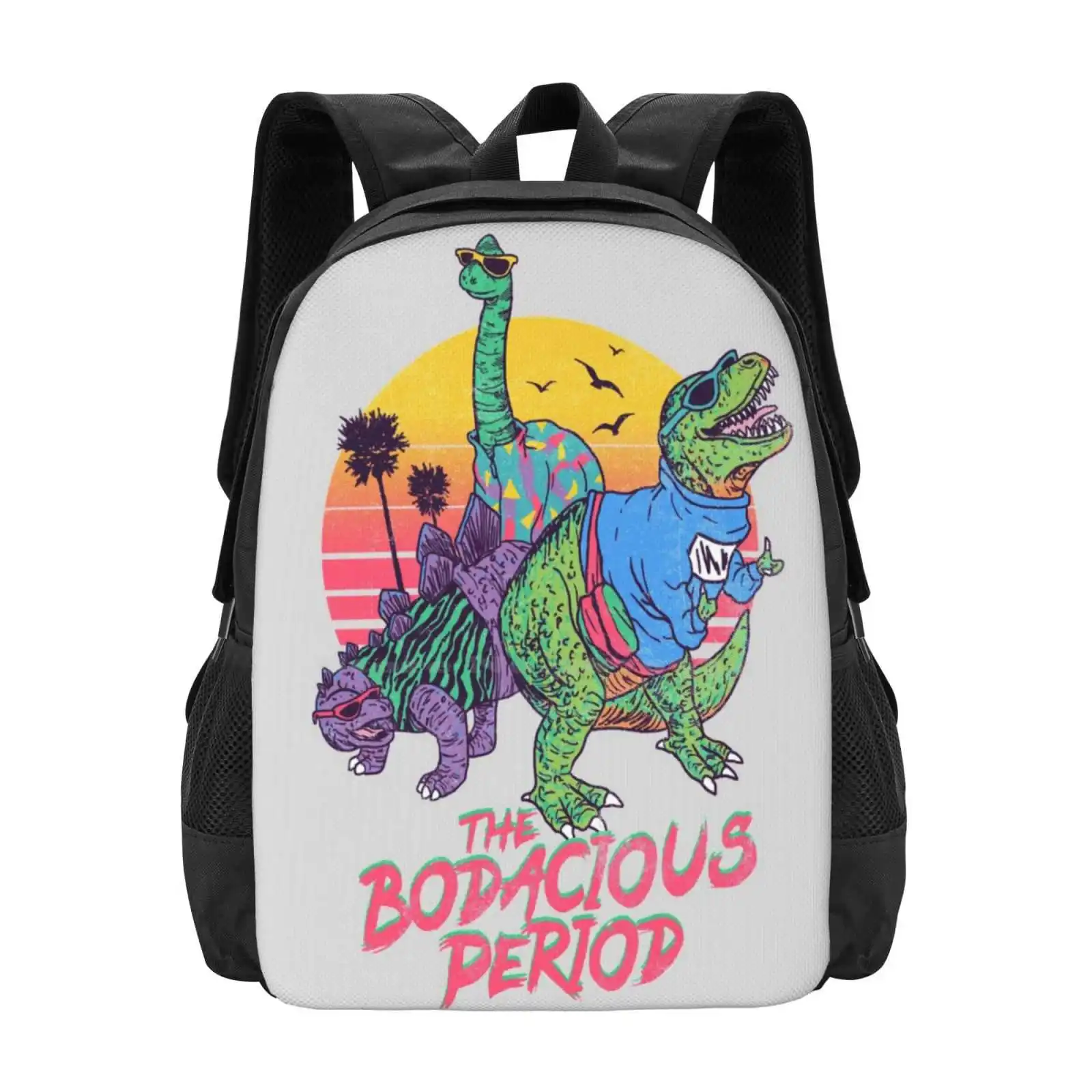 The Bodacious Period School Bag Big Capacity Backpack Laptop Retro Summer Fashion T Rex Stegosaurus Beach Vintage Cool Awesome