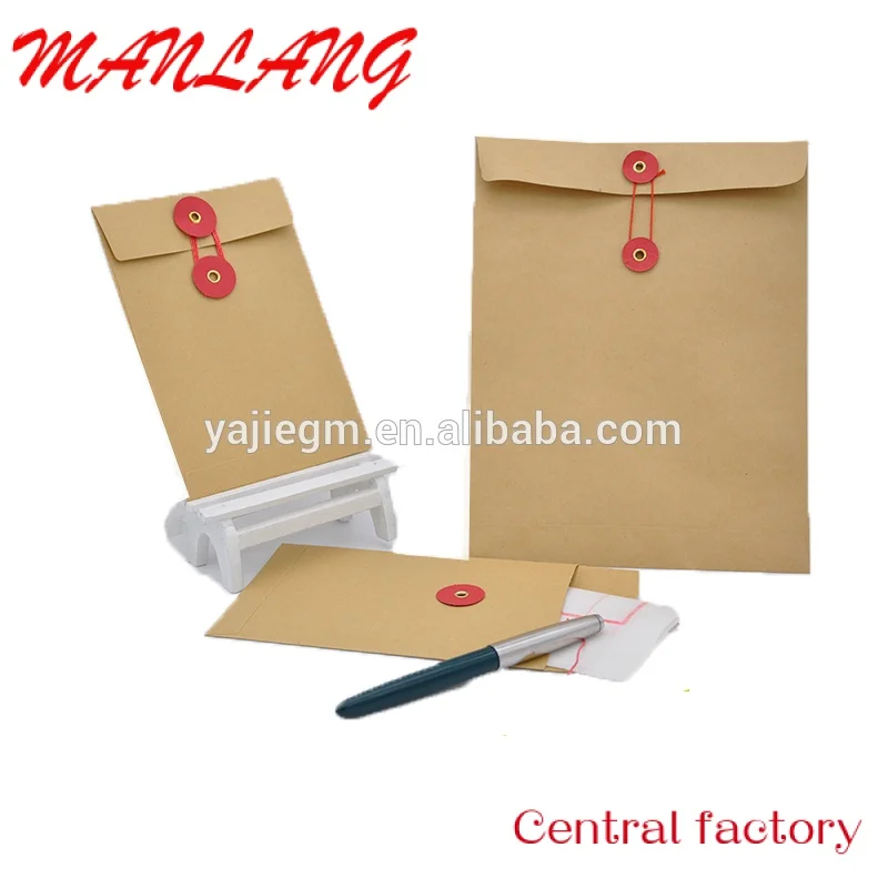 Custom  Envelope with String Brown Kraft Paper Envelop Paper Document Bag