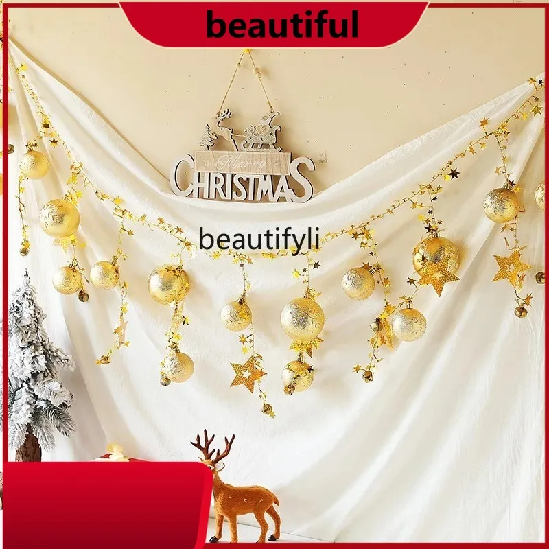 

Christmas ornaments pendant latte Christmas tree decoration golden red chain bell string H