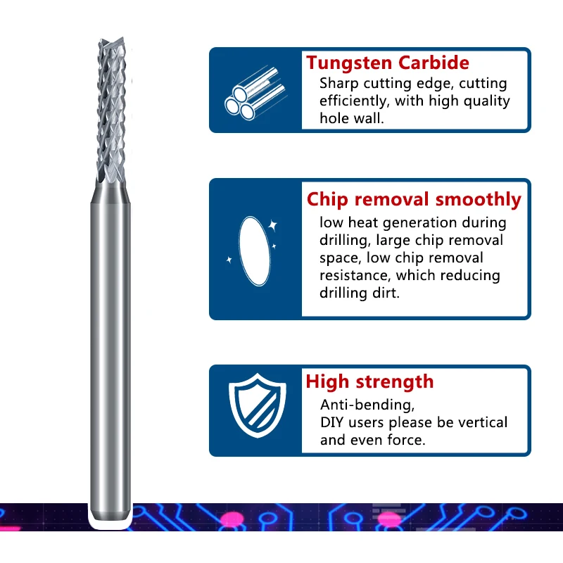 10pcs PCB Milling Cutter 2.0/2.1/2.3/2.4/2.5mm Corn Router Bit Tungsten Carbide Mini CNC Engraving Bit End Mills