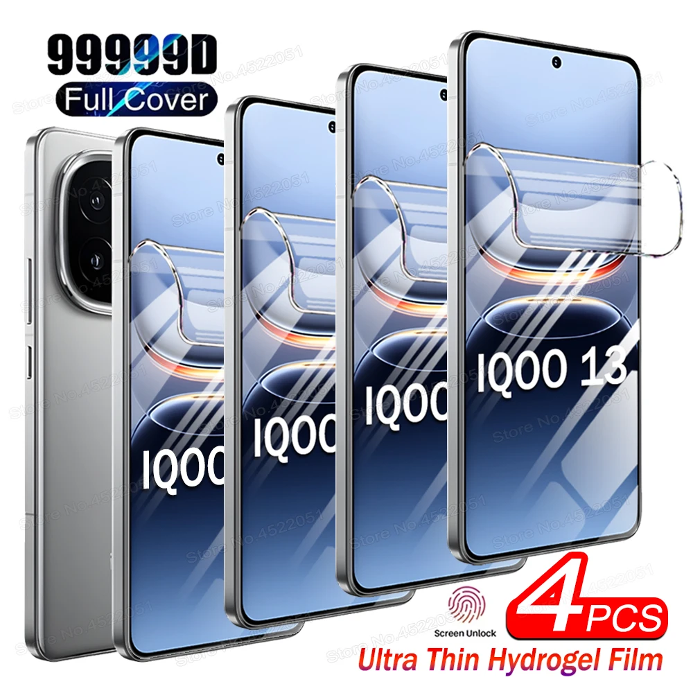 4 قطعة ل VIVO IQOO 13 12 11 8 9 10 Pro الترا سليم هيدروجيل فيلم ل IQOO NEO 10 9 8 9S برو واقي للشاشة ل IQOO Z9 توربو 5G