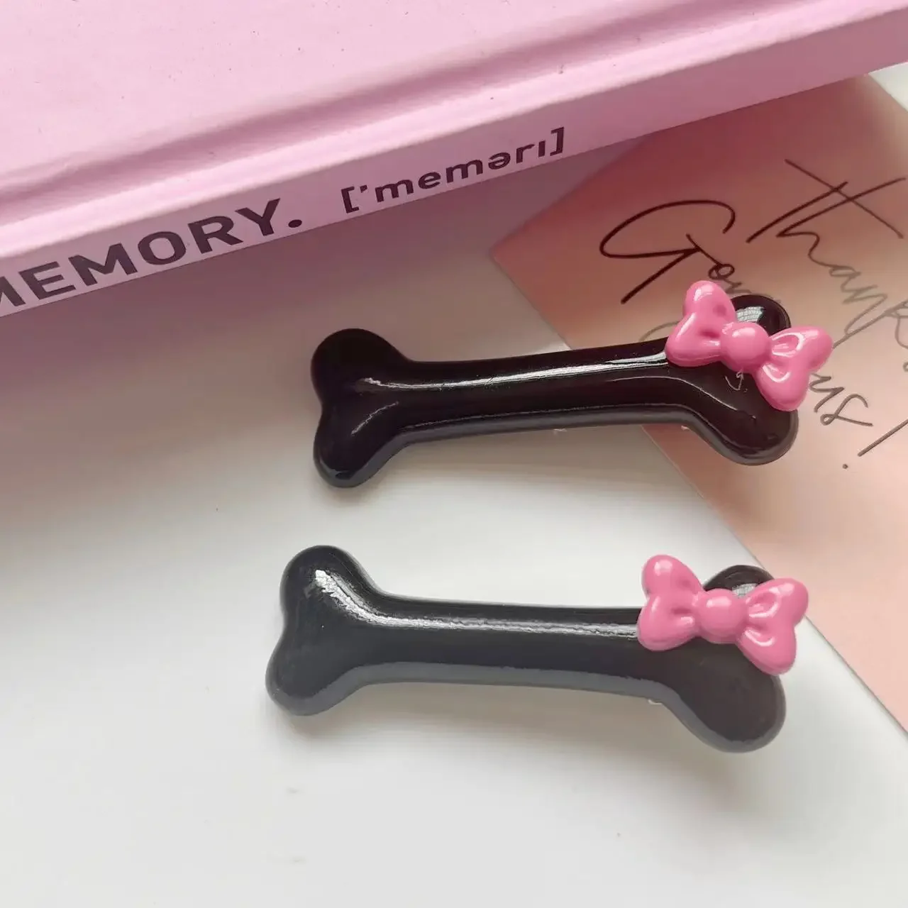 Creative Bowknot Dog Bone Hair Clips White Black Duckbill Hairpin Women Girls Halloween Hair Barrette For Cosplay Party