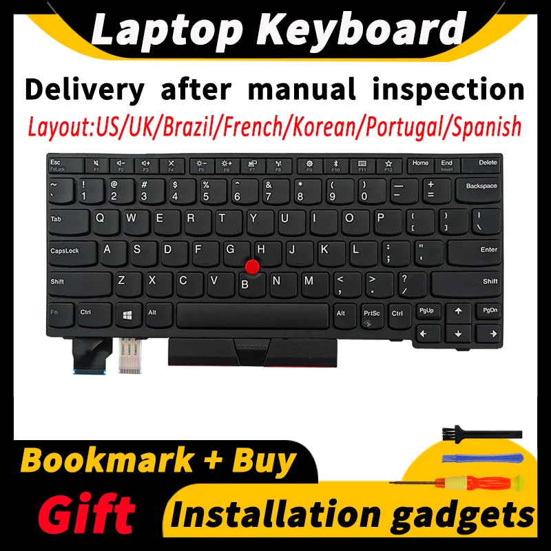 

Notebook keyboard for Lenovo ThinkPad X280/A285/X390/X395/L13 Gen1 US/UK/DE/FR/KR/PT 01YP160 01YP029 01YP040