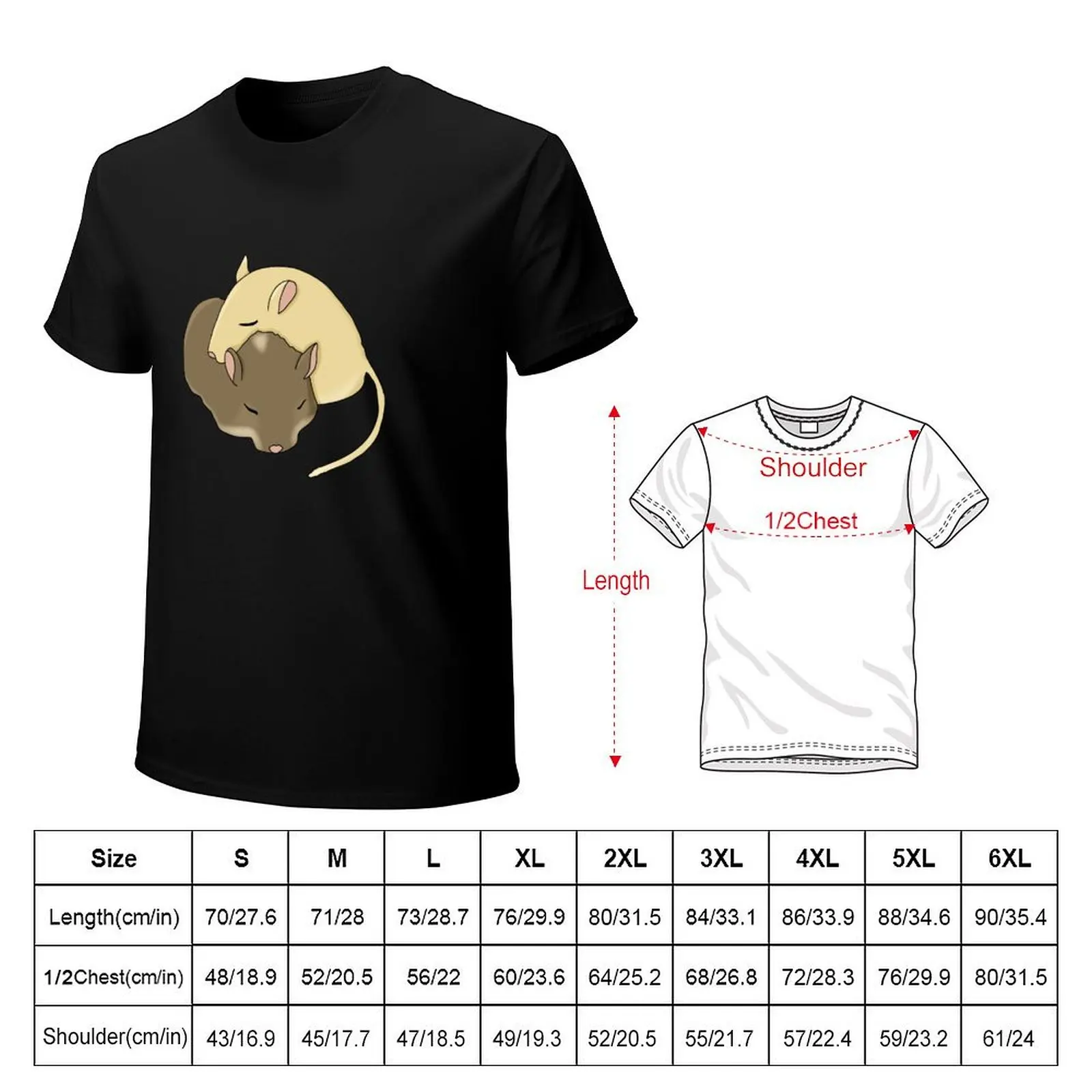 Two cute gerbils snuggled sleeping T-Shirt shirts graphic tee Short sleeve tee shirts graphic shirts men