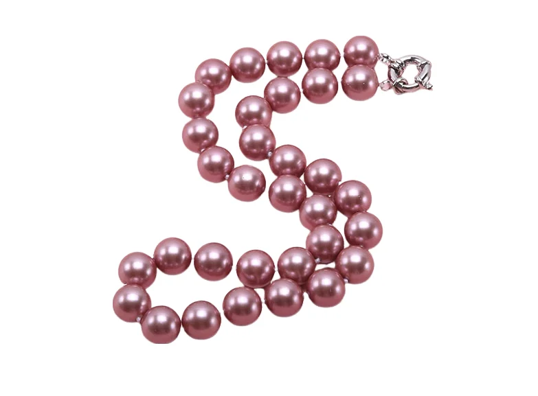 

Terisa Pearl Jewelry 12mm Claret-Red Round Sea Shell Pearl Necklace for Women T-SP018