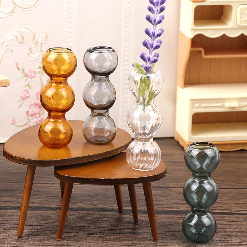 

1:12 Dollhouse Miniature Glass Vase Flower Arrangement Flowerpot Model For Doll House Garden Decor Kids Pretend Play Toys