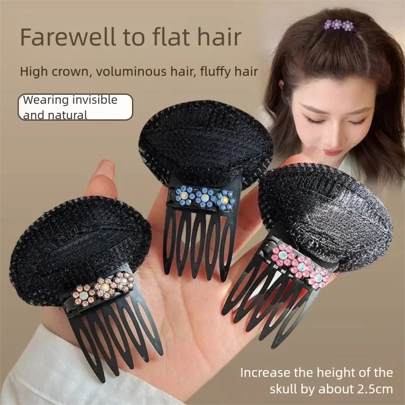 Cuscinetto per capelli invisibile di nuovo stile per l'area della corona Accessorio per capelli volumizzante per corona alta Clip per sollevamento radici senza soluzione di continuità per l'area della corona