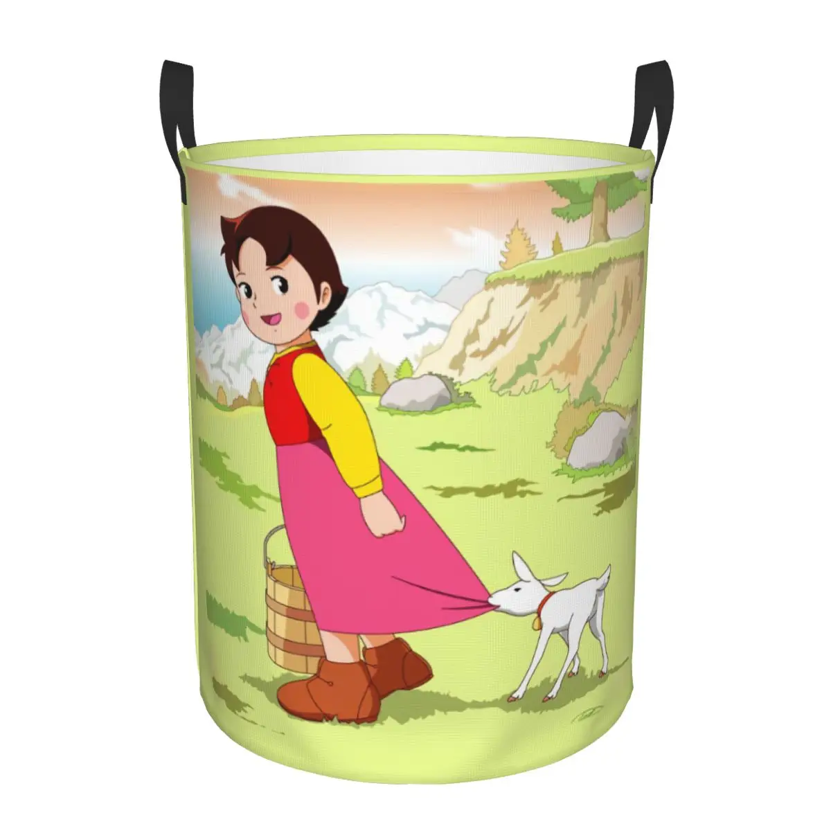 Custom Funny Heidi And Goat Laundry Hamper Large Storage Basket Cartoon Alps Mountain Anime Girls Boys Toy Organizer